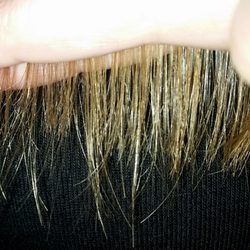 Shimmer Hair Salon - right side - long pieces. I asked for a blunt (straight) cut.