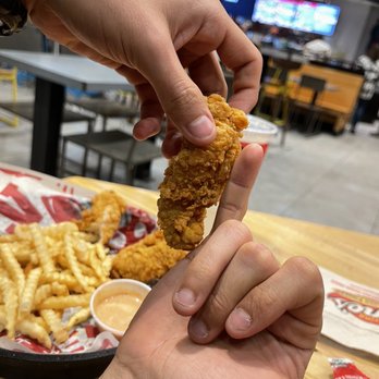 Raising Cane's Chicken Fingers - Chicken is as a big as my pinky???? - Fast Food Near Me - Gardena, California Raising Cane's Chicken Fingers - Chicken is as a big as my pinky???? - Fast Food Near Me - Gardena, California