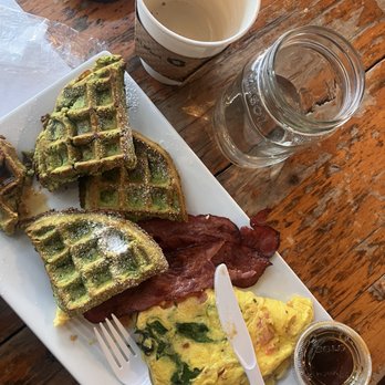 BKLYN BLEND - Livonia - Willoughby Spinach Waffles, omelette, turkey bacon, cafe aut lait - Coffee & Tea Near Me - Brooklyn, New York