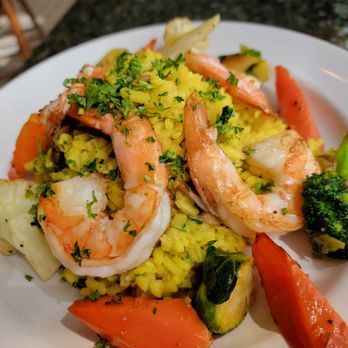 Cafe Savini - shrimp and vegetables on a plate - Italian Near Me - Foster City, California Cafe Savini - shrimp and vegetables on a plate - Italian Near Me - Foster City, California