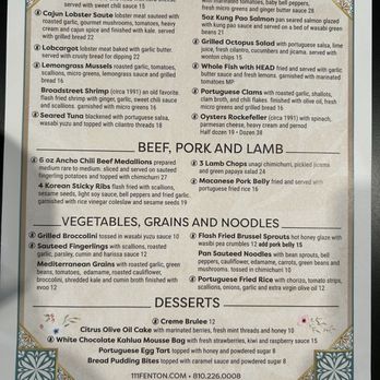 One Eleven - Menu - Seafood Near Me - Fenton, Michigan