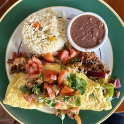 Santa Fe omelette with rice and beans