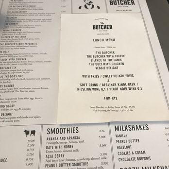 The Butcher - Menu/Lunch Menu - Cocktail Bars Near Me - Berlin, BE