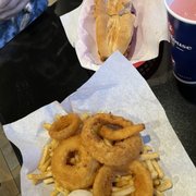 Photo of Firestone Grill - San Luis Obispo, CA, United States. Onion Side Rings/Fries half &amp; half