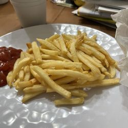 The fries were hard. And tasteless.