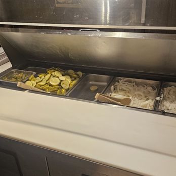 Billy Goat Tavern - Chicago - Toppings station. Those pickles were good - Burgers Near Me - Chicago, Illinois