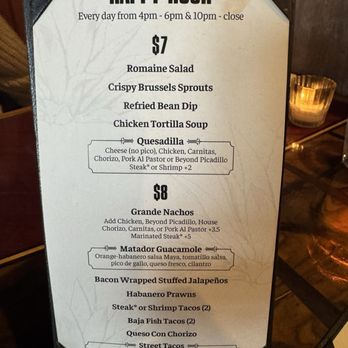 Matador Charleston - Happy Hour menu - Mexican Near Me - Charleston, South Carolina