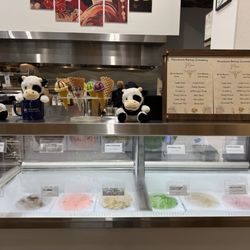 The different flavors of Penn State creamery ice cream. The cherry sorbet is dairy free.