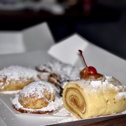 Del Campo Empanadas - Pineapple cream cheese, guava cream cheese, apple roll with cherry, chocolate croissant.