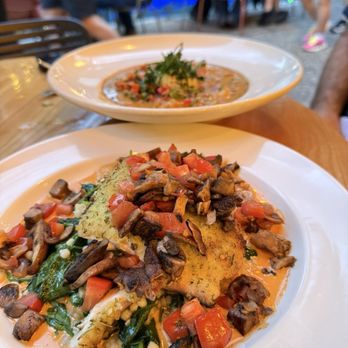 Boudro's, a Texas Bistro - Herb crusted drum fish with Israeli couscous & shrimp and grits - New American Near Me - San Antonio, Texas Boudro's, a Texas Bistro - Herb crusted drum fish with Israeli couscous & shrimp and grits - New American Near Me - San Antonio, Texas