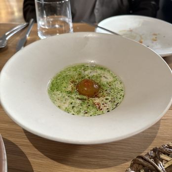 Audrey - Jimmy red grits: Jimmy Red Corn Grits with Sorghum Cured Egg Yolk and Bay Laurel - American Near Me - Nashville, Tennessee Audrey - Jimmy red grits: Jimmy Red Corn Grits with Sorghum Cured Egg Yolk and Bay Laurel - American Near Me - Nashville, Tennessee