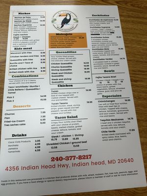 Menu photo 2 El Tucan Mexicano Restaurant Indian Head, MD Menu photo 2 El Tucan Mexicano Restaurant Indian Head, MD