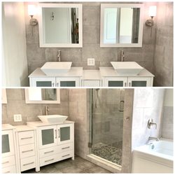 Oropeza's Home Improvement - Bathroom Remodelation
Tile work
Vanity lamps installation
Glass installation
Mirror and lamps installation
Toilet installation