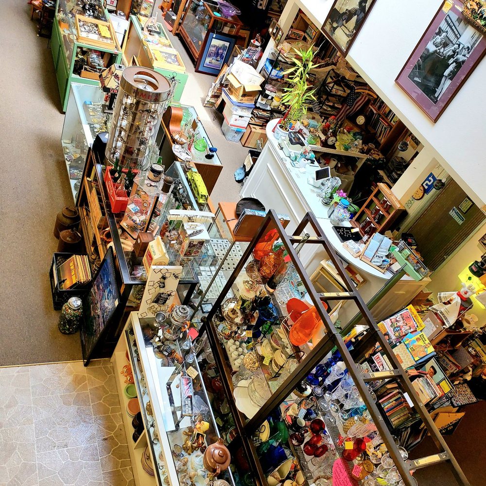 Brick Road Antiques - Inside the store as seen from the 2nd floor - Antiques Near Me - Stanwood, Washington Brick Road Antiques - Inside the store as seen from the 2nd floor - Antiques Near Me - Stanwood, Washington