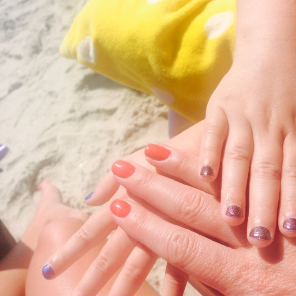 My nails and my daughter's sparkle nails. My nails and my daughter's sparkle nails.