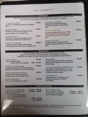 Menu photo 8 Doc & Eddy's Tempe, AZ
