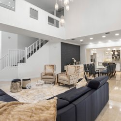 Wasser's Exclusive Furniture & Interiors - Custom open floor layout living room and dining room