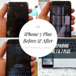 San Diego Mac Repair - IPhone 7 plus before and after. Cracked screen repair for iPhones in La Jolla. Also opening in Del Mar.