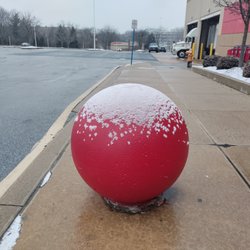 Target - Red ball outside entrance with a bit of snow