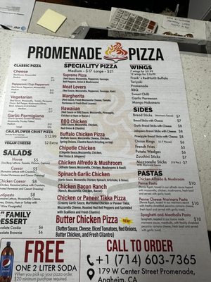 Menu photo 1 Promenade Pizza Anaheim, CA Menu photo 1 Promenade Pizza Anaheim, CA