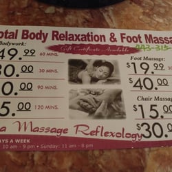 Asia Massage Reflexology - Service Menu / Pricing 5.2016