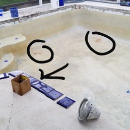 rust stains visible at time of resurfacing that he claims weren't visible when he resurfaced my pool. rust stains visible at time of resurfacing that he claims weren't visible when he resurfaced my pool.