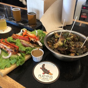 Platypus Brewing - Chicken lettuce wraps and lg order of Brussel sprouts - Breweries Near Me - Houston, Texas Platypus Brewing - Chicken lettuce wraps and lg order of Brussel sprouts - Breweries Near Me - Houston, Texas