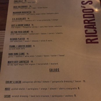 Ricardo's Kitchen + Bar - Dinner menu - Steakhouses Near Me - Lacey, Washington Ricardo's Kitchen + Bar - Dinner menu - Steakhouses Near Me - Lacey, Washington