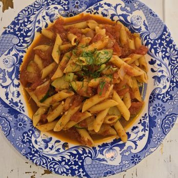 Maison Provence - veggie penne ($19), not sure who the person in the background is - French Near Me - Brooklyn, New York