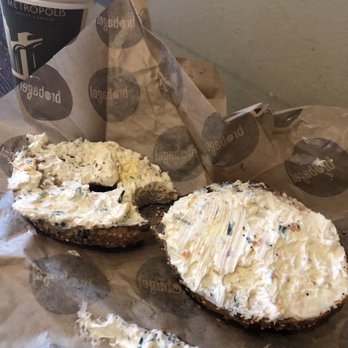 Brobagel - Everything Bagel toasted with veggie cream cheese and drip coffee - Bagels Near Me - Chicago, Illinois Brobagel - Everything Bagel toasted with veggie cream cheese and drip coffee - Bagels Near Me - Chicago, Illinois