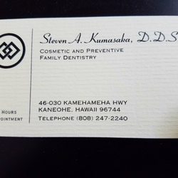 Steven A Kumasaka, DDS - Da business card..........