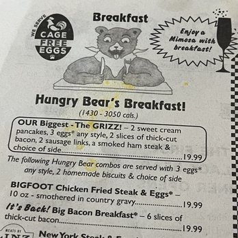 Black Bear Diner - Madera - Hungry Bear's Breakfast Menu - American Near Me - Madera, California