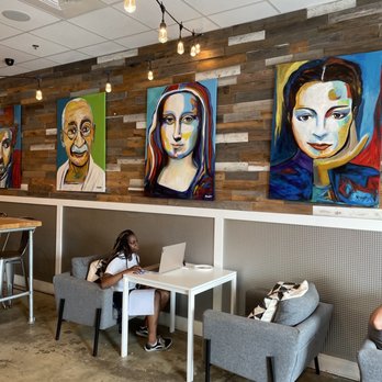 Pourfavor - Colorful paintings - do you recognize the 2 ladies to the right of Gandhi??? - Coffee & Tea Near Me - Virginia Beach, Virginia Pourfavor - Colorful paintings - do you recognize the 2 ladies to the right of Gandhi??? - Coffee & Tea Near Me - Virginia Beach, Virginia