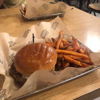 Johnny Rockets - Single Route 66 burger with sweet potato fries! - Burgers Near Me - Hanover, Maryland Johnny Rockets - Single Route 66 burger with sweet potato fries! - Burgers Near Me - Hanover, Maryland