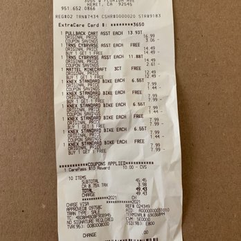 CVS Pharmacy - Receipt - Drugstores Near Me - Hemet, California CVS Pharmacy - Receipt - Drugstores Near Me - Hemet, California