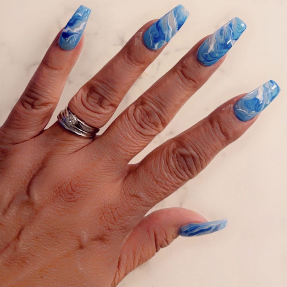 TK Nails Spa - Teal Marble Coffin Nails, I Love Them!! - Nail Salons Near Me - San Jose, California TK Nails Spa - Teal Marble Coffin Nails, I Love Them!! - Nail Salons Near Me - San Jose, California