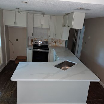 KJ Natural Stone - Beautiful and clean and they really pop with the dark floors and white cabinets! - Flooring Near Me - Raleigh, North Carolina