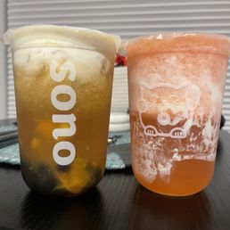 Sea salt mango with boba and grapefruit refresh Sea salt mango with boba and grapefruit refresh