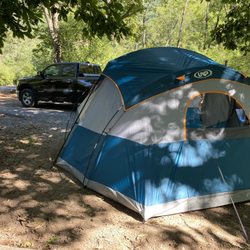 Big Bend Campground - Typical site along top loop. Well shaded large area for tents and vehicles.