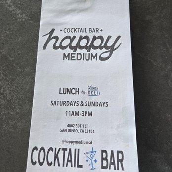Happy Medium - Front of menu - Cocktail Bars Near Me - San Diego, California