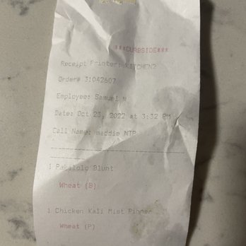 Cheba Hut Toasted Subs - receipt - Sandwiches Near Me - Mesa, Arizona