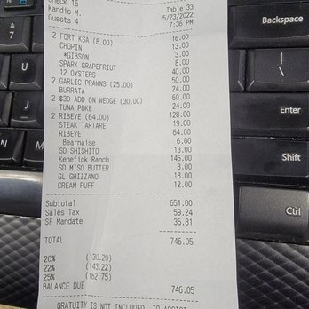EPIC Steak - Receipt - Steakhouses Near Me - San Francisco, California EPIC Steak - Receipt - Steakhouses Near Me - San Francisco, California