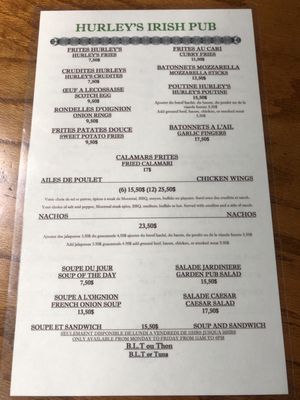 Menu photo 3 Hurley's Irish Pub Montreal, QC