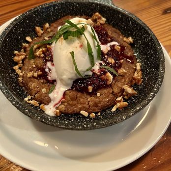 BoccaLupo - Oatmeal Cherry Skillet Cookie With Yogurt Gelato, Blackberries & Almond. - Italian Near Me - Atlanta, Georgia BoccaLupo - Oatmeal Cherry Skillet Cookie With Yogurt Gelato, Blackberries & Almond. - Italian Near Me - Atlanta, Georgia