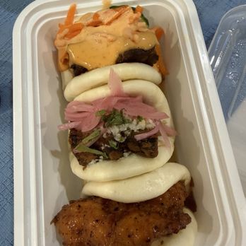 Taco Bao’T It - Top - pork belly bao Middle - Bao con Lechon Bottom - Chicken & Waffle Baos - Asian Fusion Near Me - Miami, Florida Taco Bao’T It - Top - pork belly bao Middle - Bao con Lechon Bottom - Chicken & Waffle Baos - Asian Fusion Near Me - Miami, Florida