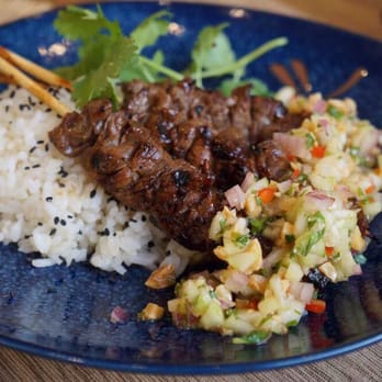 Lili Magnolia - BBQ Beef Skewers w/ Sticky Rice and Cucumber Relish - Personal Chefs Near Me Lili Magnolia - BBQ Beef Skewers w/ Sticky Rice and Cucumber Relish - Personal Chefs Near Me