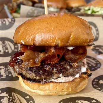PDX Sliders - Hawthorne Slider with Beef, Bacon, Goat Cheese, and Strawberry Preserves on Brioche - PDX Sliders - Burgers Near Me - Portland, Oregon PDX Sliders - Hawthorne Slider with Beef, Bacon, Goat Cheese, and Strawberry Preserves on Brioche - PDX Sliders - Burgers Near Me - Portland, Oregon
