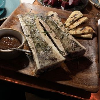 Ovelia - Roasted bone marrow with fig jam and pita bread - Greek Near Me - Astoria, New York