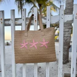 Top It Off - Pink Starfish Summer Tote--your go-to for sunny days, adding a playful pop of color to every warm-weather look.
