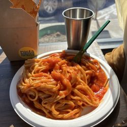 Pasta La Fata - Big box kids red noodles. They piled in the sauce, which was great.